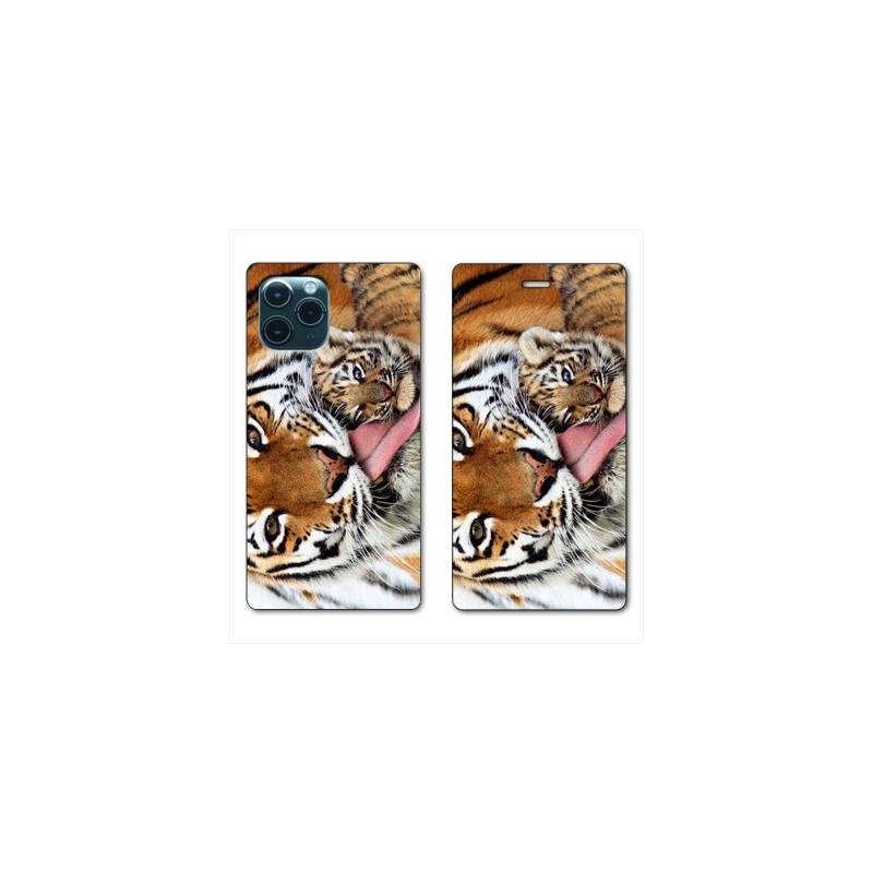 RV Housse cuir portefeuille Iphone 11 Pro Max (6,5") bebe tigre