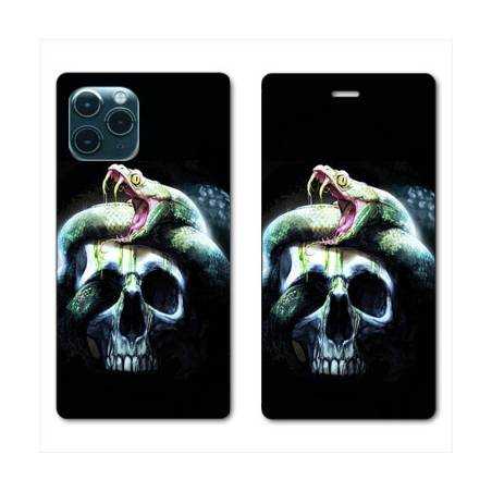 RV Housse cuir portefeuille Iphone 11 Pro Max (6,5") serpent crane