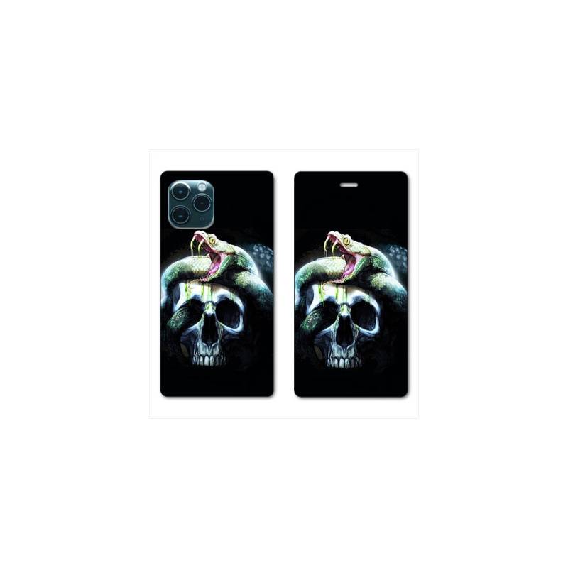 RV Housse cuir portefeuille Iphone 11 Pro Max (6,5") serpent crane