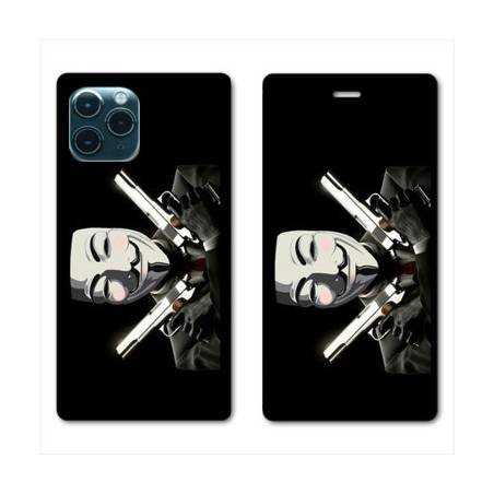 RV Housse cuir portefeuille Iphone 11 Pro Max (6,5") Anonymous Gun