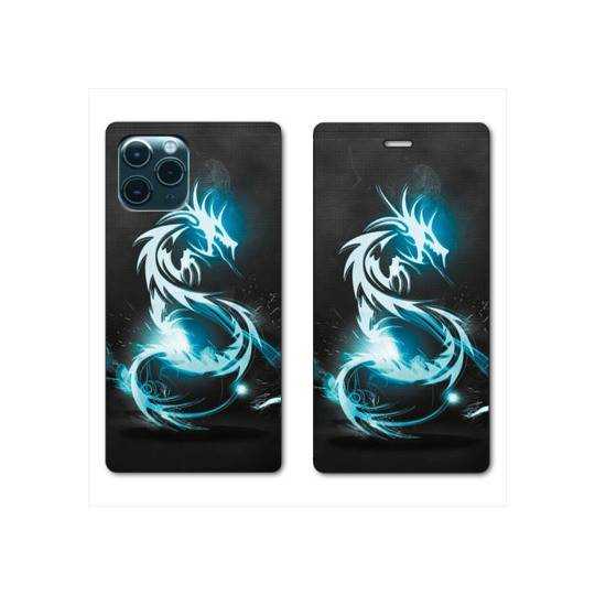 RV Housse cuir portefeuille Iphone 11 Pro Max (6,5") Dragon Bleu