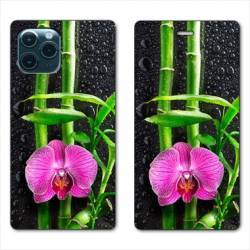 RV Housse cuir portefeuille Iphone 11 Pro Max (6,5") orchidee bambou