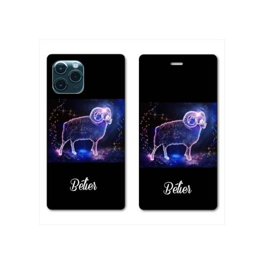 RV Housse cuir portefeuille Iphone 11 Pro Max (6,5") signe zodiaque Bélier2