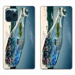 RV Housse cuir portefeuille Iphone 11 Pro Max (6,5") Mer Bouteille