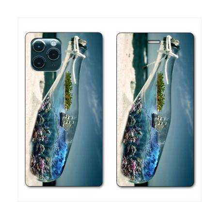 RV Housse cuir portefeuille Iphone 11 Pro Max (6,5") Mer Bouteille