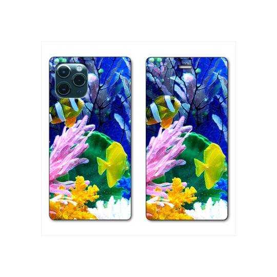 RV Housse cuir portefeuille Iphone 11 Pro Max (6,5") Fond marin