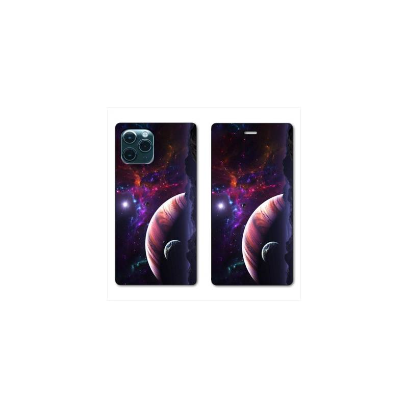 RV Housse cuir portefeuille Iphone 11 Pro Max (6,5") Planete rouge