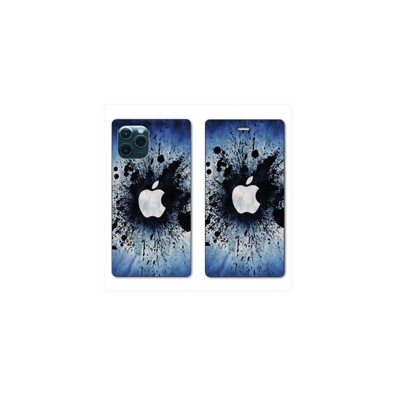 RV Housse cuir portefeuille Iphone 11 Pro Max (6,5") Pomme éclaboussure