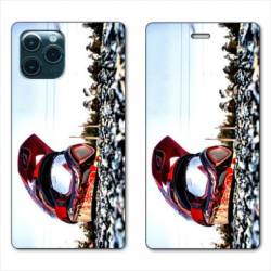 RV Housse cuir portefeuille Iphone 11 Pro Max (6,5") Moto Casque Cross