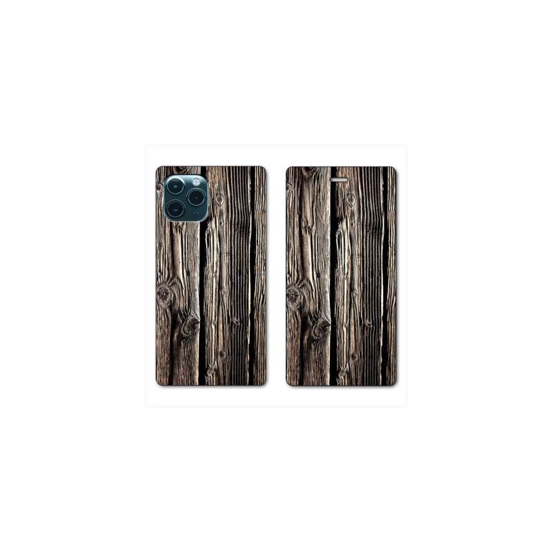 RV Housse cuir portefeuille Iphone 11 Pro Max (6,5") Texture bois