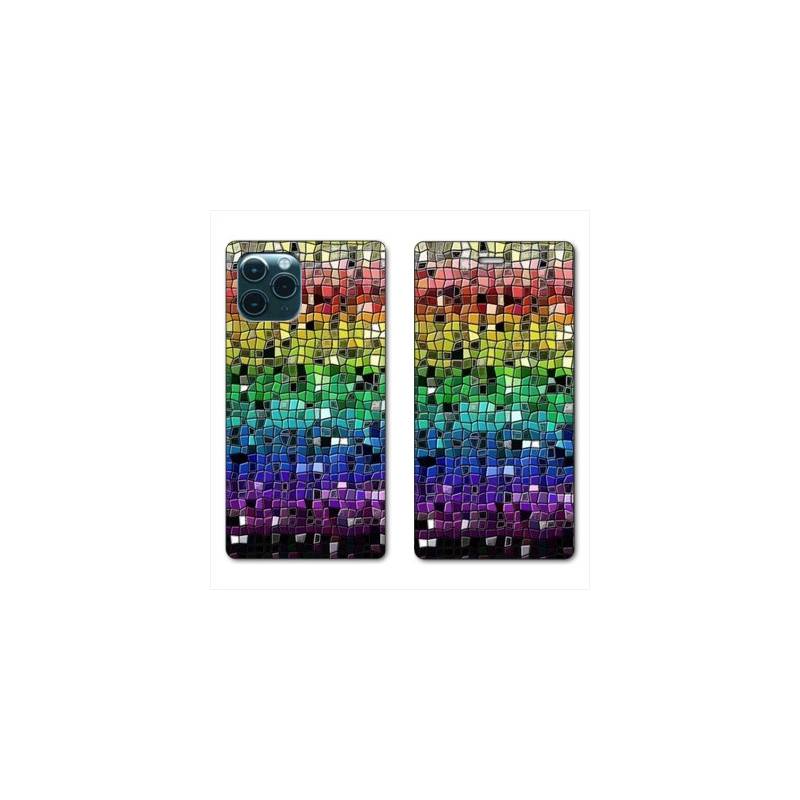 RV Housse cuir portefeuille Iphone 11 Pro Max (6,5") Texture mosaique