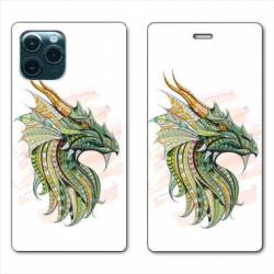 RV Housse cuir portefeuille Iphone 11 Pro Max (6,5") Ethniques Dragon Color