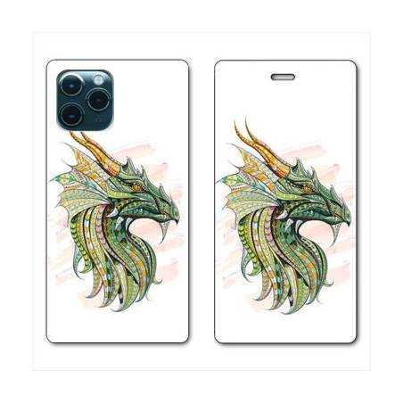 RV Housse cuir portefeuille Iphone 11 Pro Max (6,5") Ethniques Dragon Color