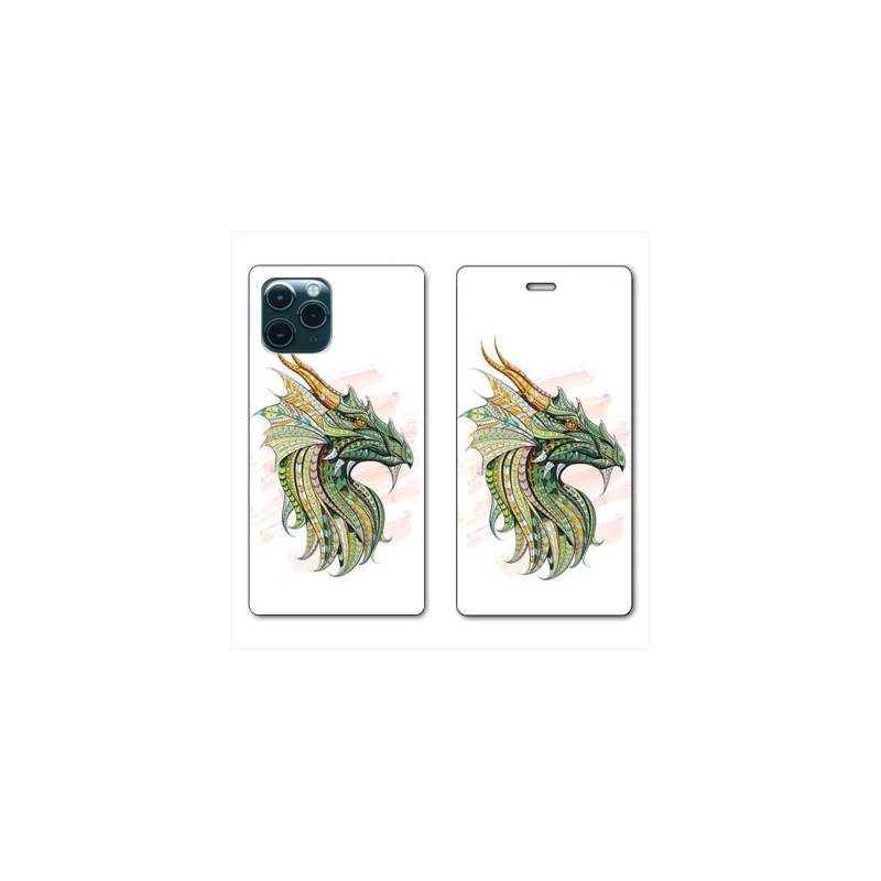 RV Housse cuir portefeuille Iphone 11 Pro Max (6,5") Ethniques Dragon Color