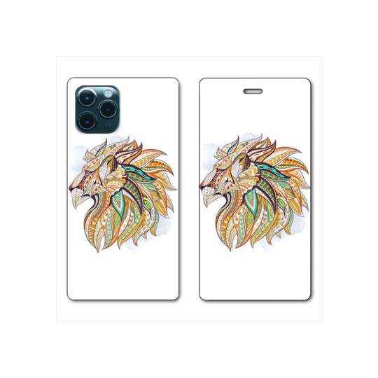 RV Housse cuir portefeuille Iphone 11 Pro Max (6,5") Ethniques Lion