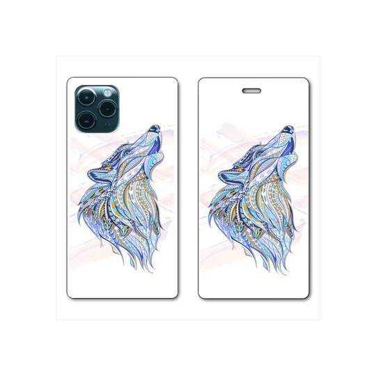 RV Housse cuir portefeuille Iphone 11 Pro Max (6,5") Ethniques Loup Color