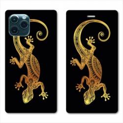 RV Housse cuir portefeuille Iphone 11 Pro Max (6,5") Animaux Maori lezard noir