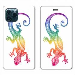 RV Housse cuir portefeuille Iphone 11 Pro Max (6,5") Animaux Maori Salamandre color