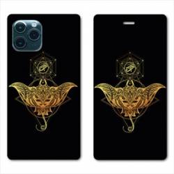 RV Housse cuir portefeuille Iphone 11 Pro Max (6,5") Animaux Maori Raie noir
