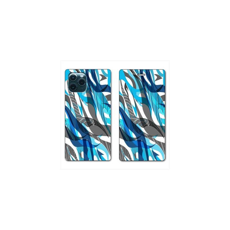 RV Housse cuir portefeuille Iphone 11 Pro Max (6,5") Etnic abstrait Algue