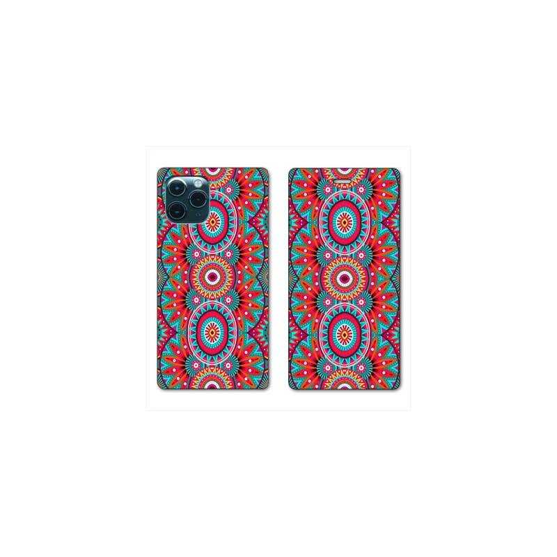 RV Housse cuir portefeuille Iphone 11 Pro Max (6,5") Etnic abstrait Pic rouge
