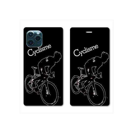 RV Housse cuir portefeuille Iphone 11 Pro Max (6,5") Cyclisme Ombre blanche