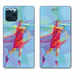 RV Housse cuir portefeuille Iphone 11 Pro Max (6,5") Tennis Revers Bleu