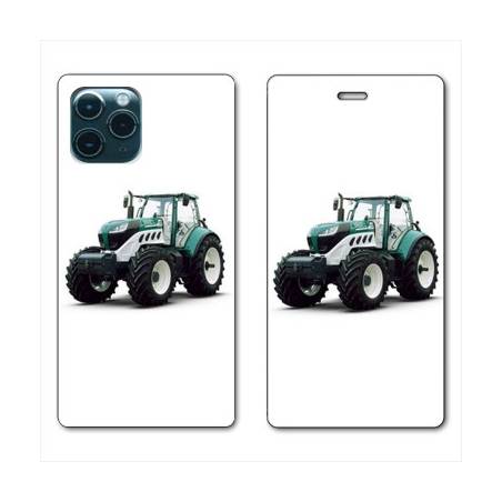 RV Housse cuir portefeuille Iphone 11 Pro Max (6,5") Agriculture Tracteur Blanc