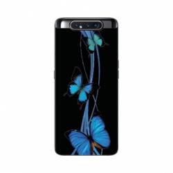 Coque Samsung Galaxy A80 papillons bleu