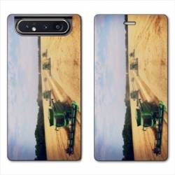 Housse cuir portefeuille Samsung Galaxy A80 Agriculture Moissonneuse