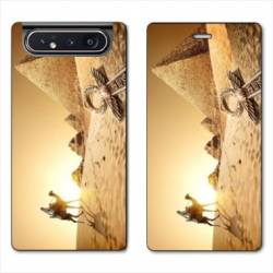 Housse cuir portefeuille Samsung Galaxy A80 Egypte Chameau