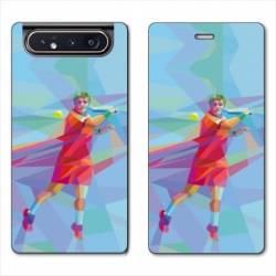Housse cuir portefeuille Samsung Galaxy A80 Tennis Revers Bleu