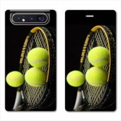 Housse cuir portefeuille Samsung Galaxy A80 Tennis Balls
