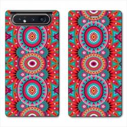 Housse cuir portefeuille Samsung Galaxy A80 Etnic abstrait Pic rouge
