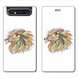 Housse cuir portefeuille Samsung Galaxy A80 Ethniques Lion