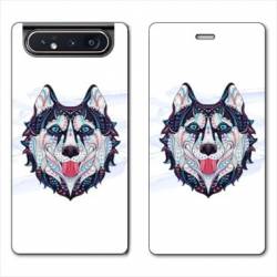 Housse cuir portefeuille Samsung Galaxy A80 Ethniques Husky Color