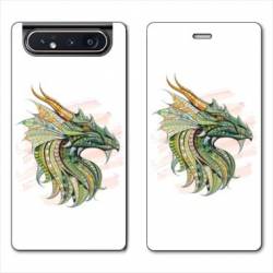 Housse cuir portefeuille Samsung Galaxy A80 Ethniques Dragon Color
