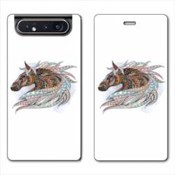 Housse cuir portefeuille Samsung Galaxy A80 Ethniques Cheval Color B