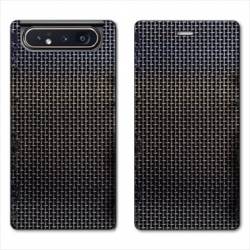Housse cuir portefeuille Samsung Galaxy A80 Texture metal