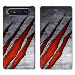 Housse cuir portefeuille Samsung Galaxy A80 Texture beton