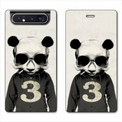 Housse cuir portefeuille Samsung Galaxy A80 Decale Panda