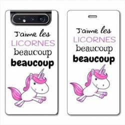 Housse cuir portefeuille Samsung Galaxy A80 Decale licorne