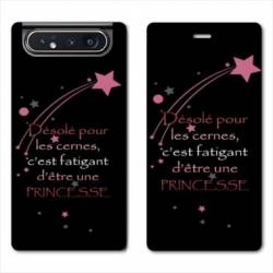 Housse cuir portefeuille Samsung Galaxy A80 Humour princesse