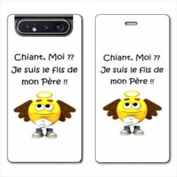 Housse cuir portefeuille Samsung Galaxy A80 Humour Moi chiant