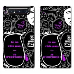Housse cuir portefeuille Samsung Galaxy A80 Humour je rale