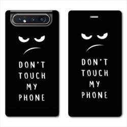 Housse cuir portefeuille Samsung Galaxy A80 Humour don't touch