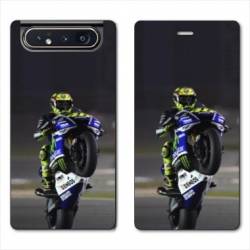 Housse cuir portefeuille Samsung Galaxy A80 Moto Wheeling