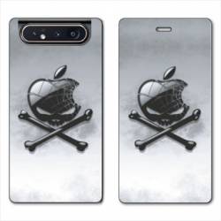 Housse cuir portefeuille Samsung Galaxy A80 Pomme Tete mort