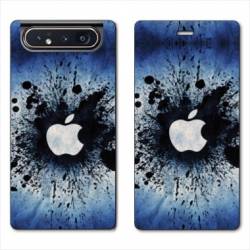 Housse cuir portefeuille Samsung Galaxy A80 Pomme éclaboussure