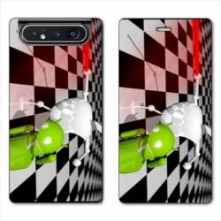 Housse cuir portefeuille Samsung Galaxy A80 Damier